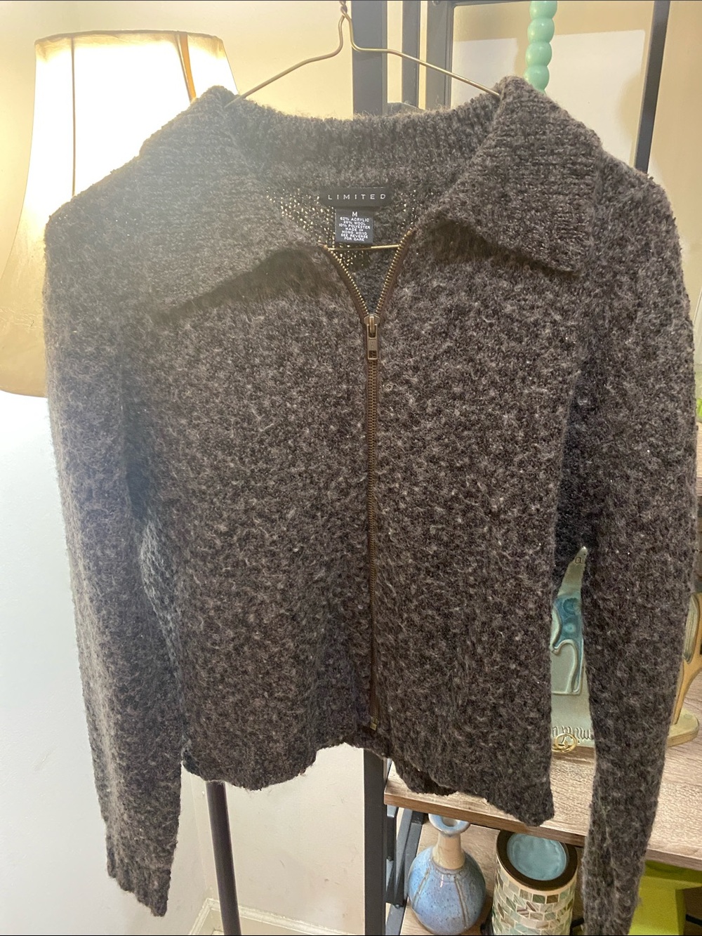 The Limited Women's Dark Gray Teddy Zip-Front Jacket